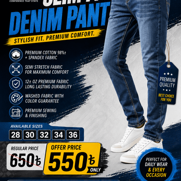 Semi Narrow Slim Fit Denim Pant