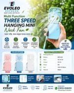 Multi Function Three Speed Hanging Mini Neck Fan | Rechargeable Portable Mini Fan