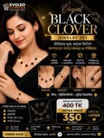 🖤 Elegant Black Clover Jewelry Set (4 in 1)