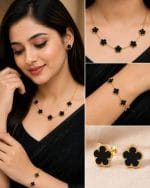🖤 Elegant Black Clover Jewelry Set (4 in 1) - Image 2