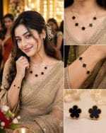 🖤 Elegant Black Clover Jewelry Set (4 in 1) - Image 3