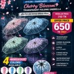 Cherry Blossom Transparent Folding Umbrella