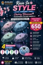 Cherry Blossom Transparent Folding Umbrella
