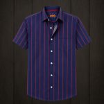 Premium Cotton Half Sleeve Stripe Shirt for Men - Evoleo Express - Image 6
