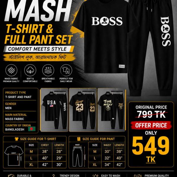 Premium MASH T-Shirt and Full Pant Set for Men - Evoleo Express