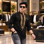 Premium Printed Cotton Katuwa for Men - Afsan Print Short Kurti - Image 2