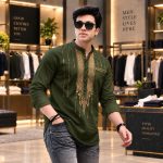 Premium Printed Cotton Katuwa for Men - Afsan Print Short Kurti - Image 6