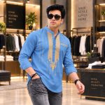 Premium Printed Cotton Katuwa for Men - Afsan Print Short Kurti - Image 8
