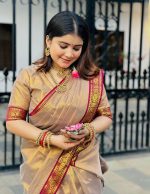 Puja Hit Lama Silk Sharee with Matching Running Blouse Piece - Image 3