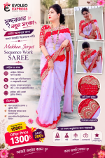 Premium Makhon Jorget Sequence Work Saree with Heavy Blouse Piece - Evoleo Express