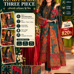 Elegant China Microstitch Readymade Three Piece Set with Lace & Tassel Work