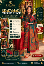 Elegant China Microstitch Readymade Three Piece Set with Lace & Tassel Work
