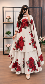 Micro Stitch Digital Print Three Piece for Women - Thai Micro Stitch Fabric - Image 4