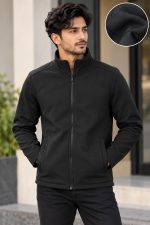 Export Quality High-Neck Winter Jacket for Men - Black - Image 4