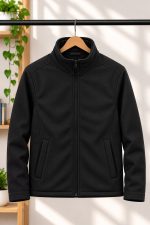 Export Quality High-Neck Winter Jacket for Men - Black - Image 3