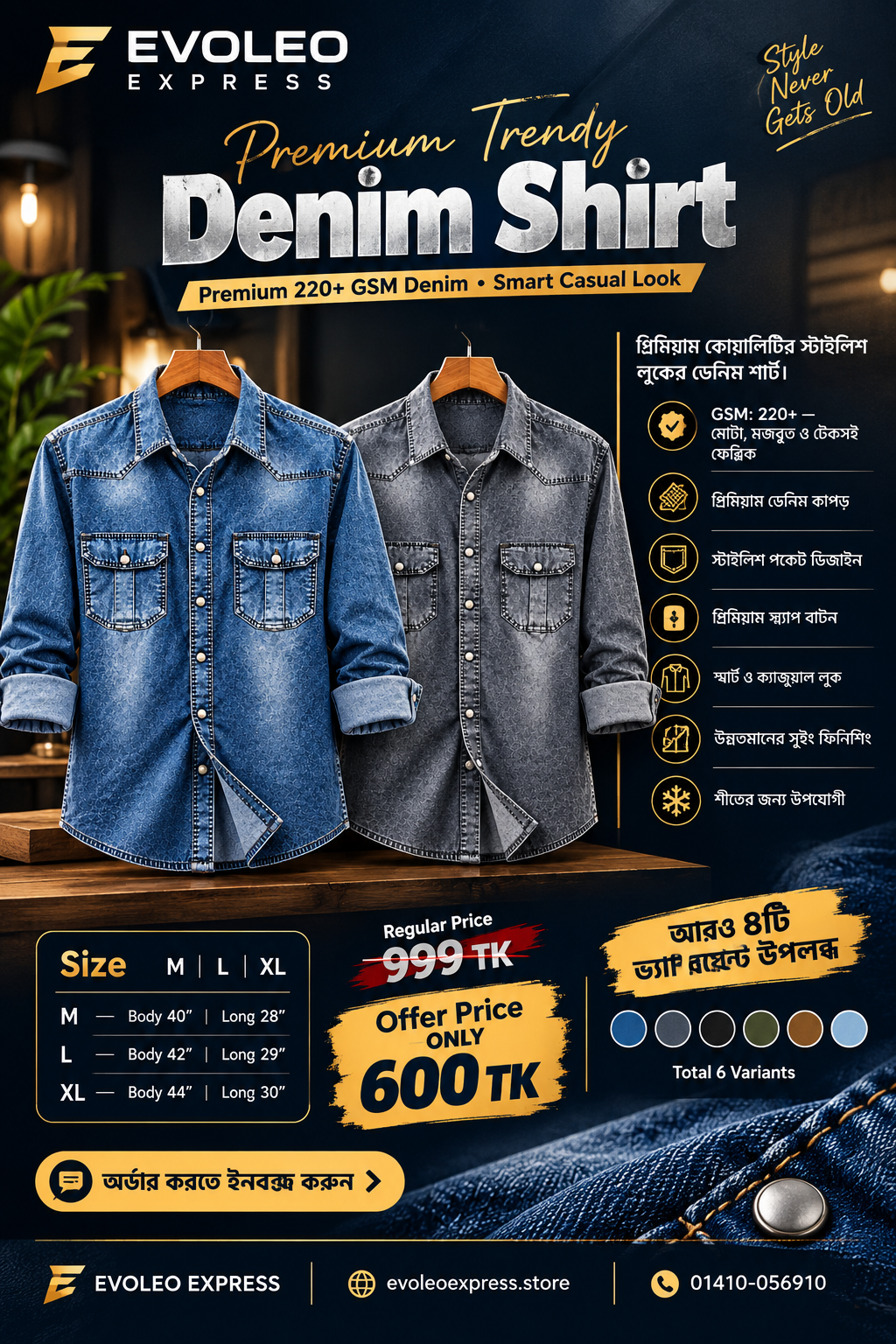 ChatGPT Image Oct 3, 2026, 10_47_17 AM Premium Trendy Denim Shirt for Men - 220+ GSM Heavy Cotton Denim - Image 1